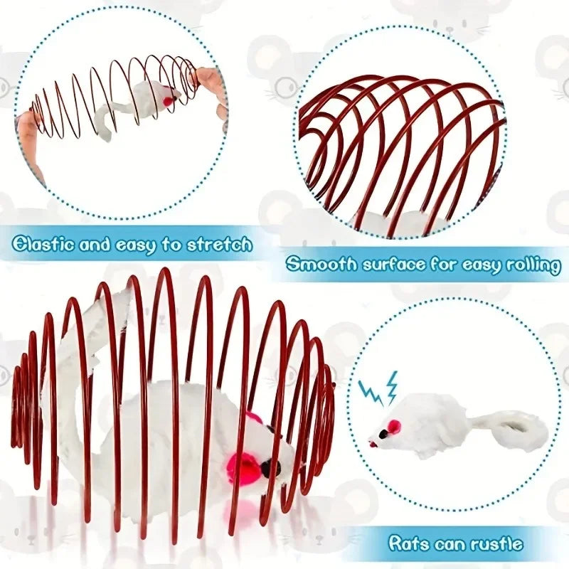 1 buc jucărie amuzantă pentru pisici, extensibilă, cu arcuri pentru pisoi, jucării interactive, bile pentru pisici, culoare aleatorie, accesorii pentru pisici, animale de companie