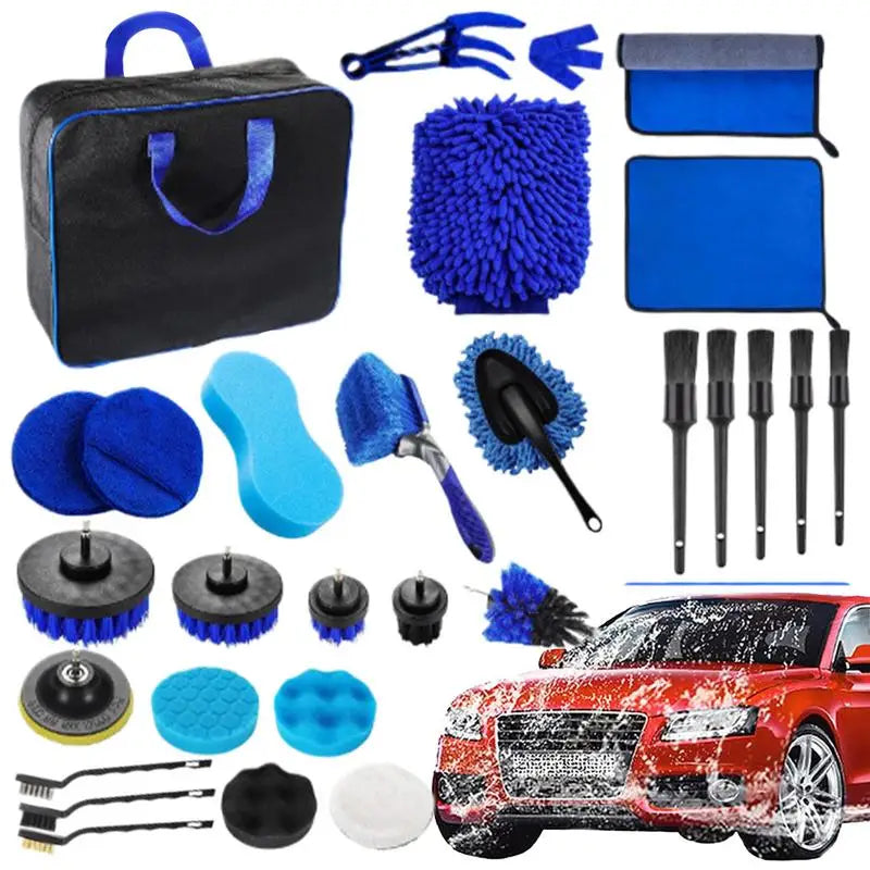 Kit de scule de curățare auto 29pc Kit de scule de detaliere pentru curățarea mașinii Kit de perii de spălare auto pentru interior și exterior roți tabloul de bord